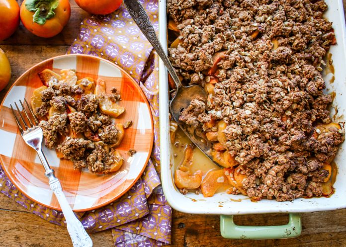 Wholesome Persimmon Oat Crumble - Sharon Palmer, The Plant Powered Dietitian