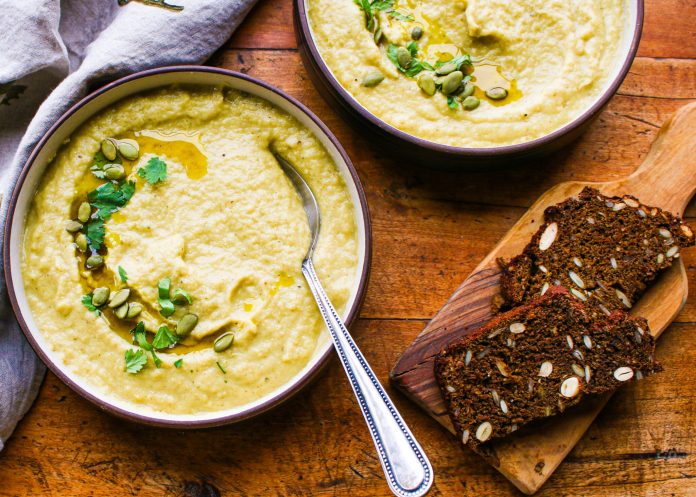 Creamy Spaghetti Squash Soup with Leeks & Fennel