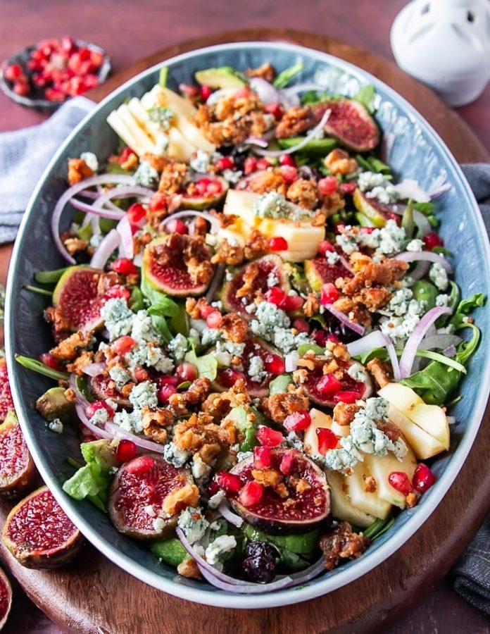 Fig Salad • Fresh Fig Salad with Blue Cheese & Candied Walnuts• Two Purple Figs