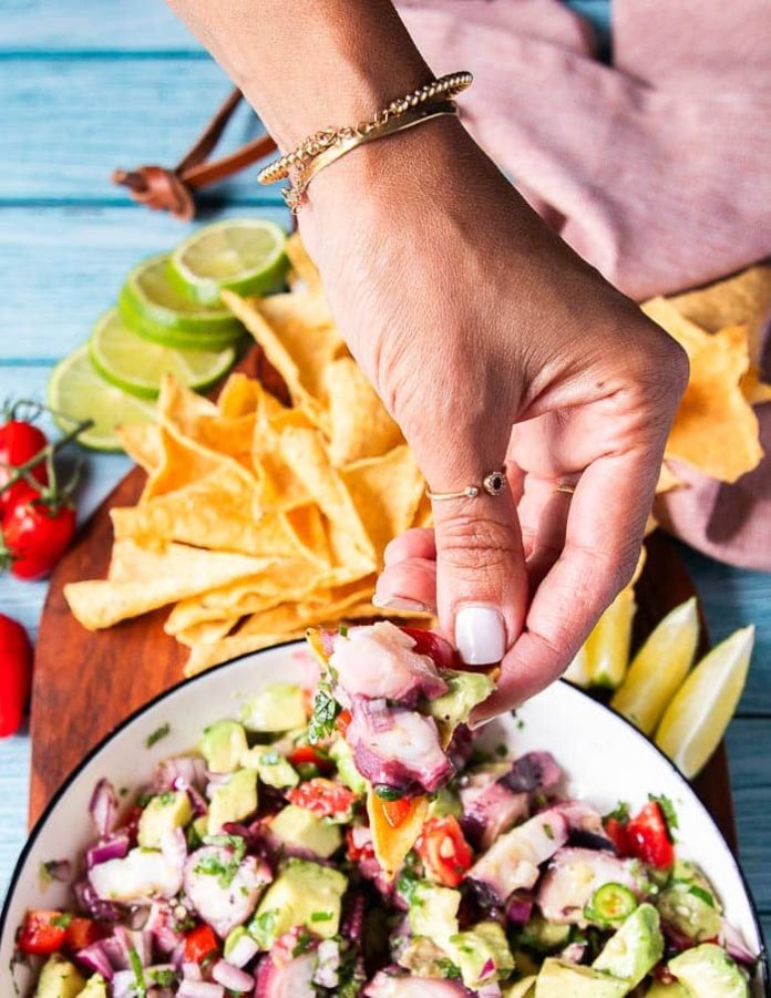 Octopus Ceviche • Tasty Ceviche De Puplo • Two Purple Figs
