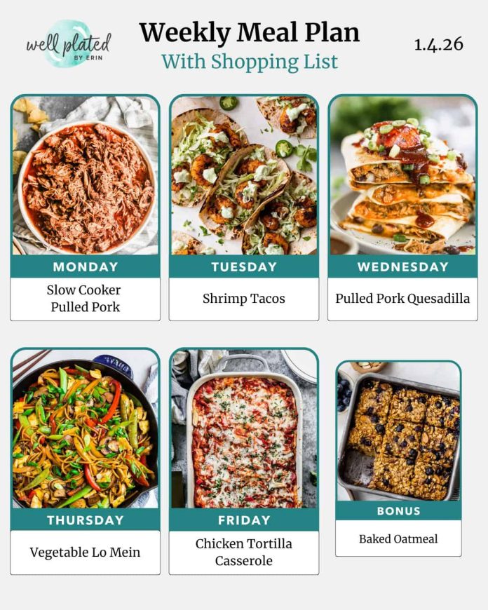 Weekly Meal Plan 1.4.26 – WellPlated.com