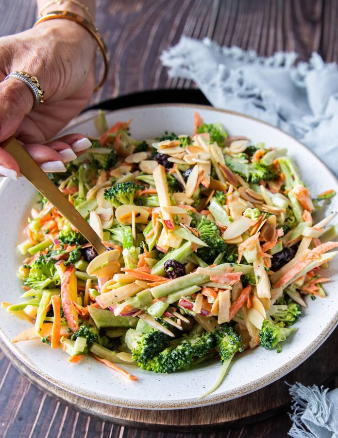 Broccoli Slaw • Crisp & Healthier Slaw in Creamy Coleslaw Dressing • Two Purple Figs