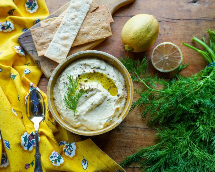Easy Lemon Dill Hummus - Sharon Palmer, The Plant Powered Dietitian