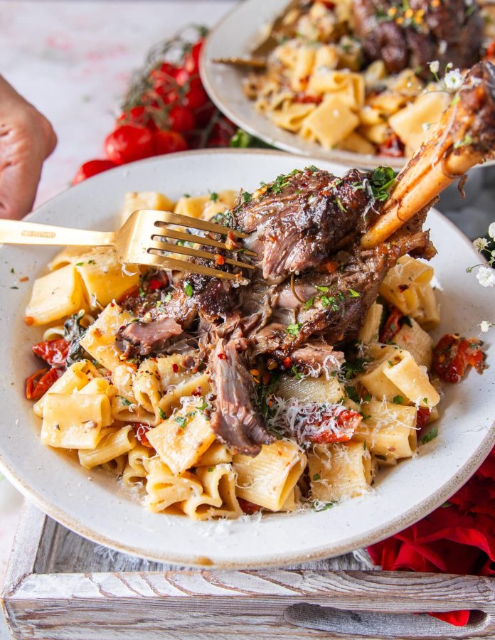 Slow Cooked Lamb Shanks • Tender, Fall Off the Bone Lamb Shanks • Two Purple Figs