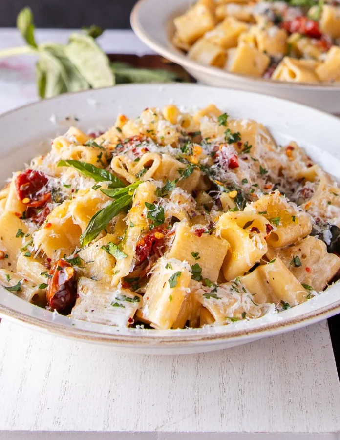 Sun Dried Tomato Pasta • Creamy Pasta with Sun Dried Tomatoes • Two Purple Figs