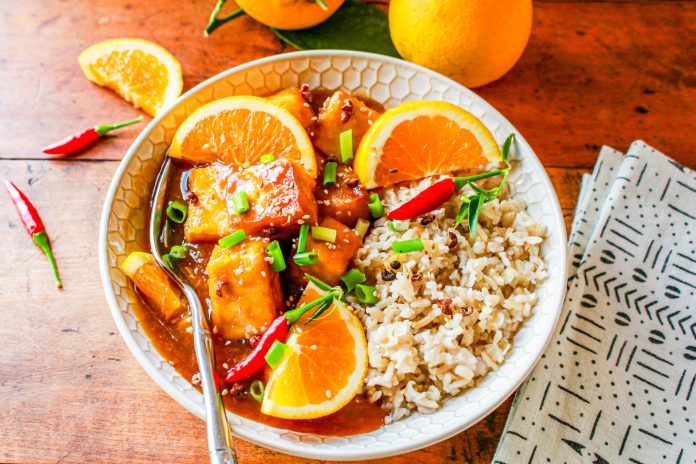Vegan Fresh Orange Tofu - Sharon Palmer, The Plant Powered Dietitian