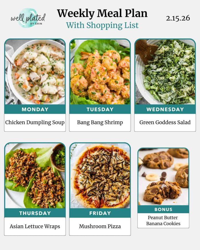 Weekly Meal Plan 2.15.26 – WellPlated.com