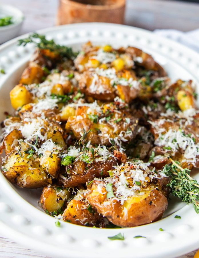 Smashed Potatoes • How to Make Crispy Smashed Potato Recipe • Two Purple Figs
