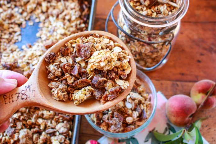 Ginger Peach Sunflower Granola - Sharon Palmer, The Plant Powered Dietitian